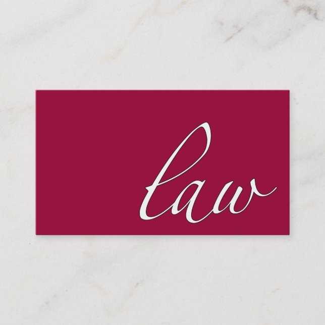 Law: Attorney, Lawyer Script Business Card (Front)