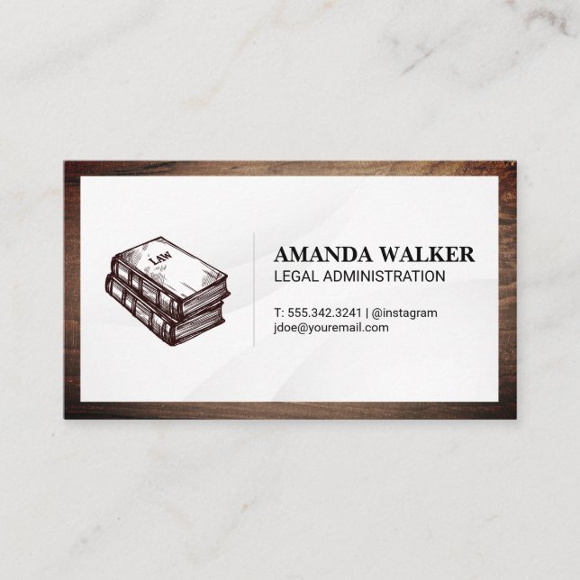 Law Books | Wood Frame Business Card (Front)