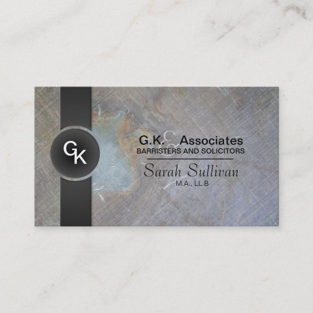 Law Business Card - Grey Black Monogram Stylish (Front)