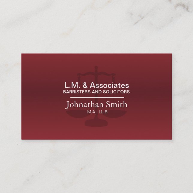 Law Business Card - Red & Black Lawyer Attorney (Front)