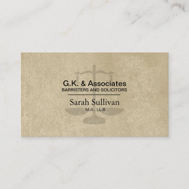 Law Business Card - Simple Texture Lawyer Attorney (Front)