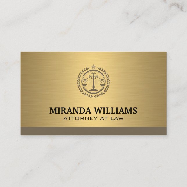 Law Corporate Logo | Gold Metallic Business Card (Front)