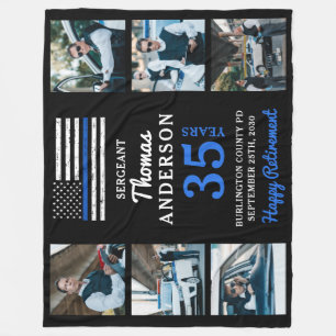 Law Enforcement 6 Picture Police Retirement Fleece Blanket