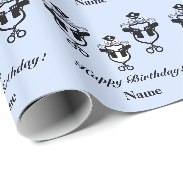 Law Enforcement Birthday Wrapping Paper  Customise (Roll Corner)