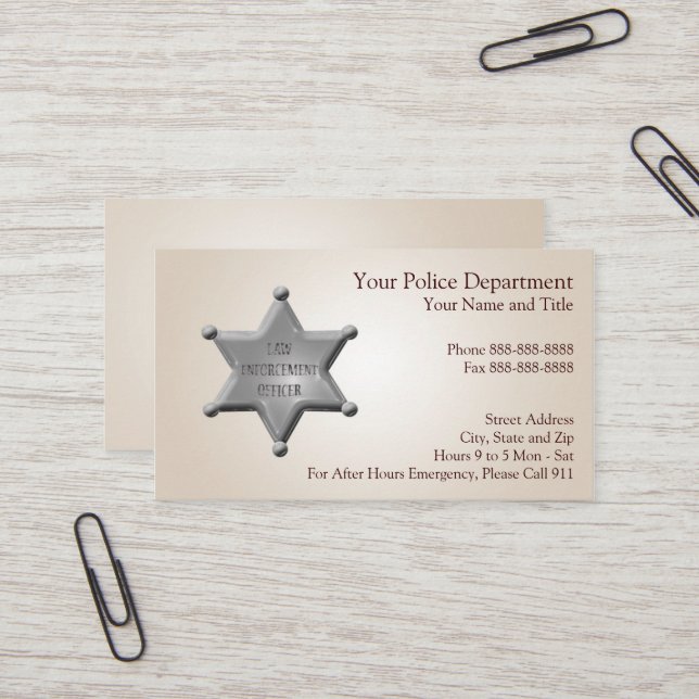 Law Enforcement Business Card (Front/Back In Situ)