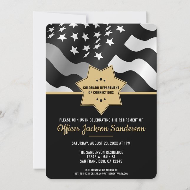 Law Enforcement Corrections Officer Retirement Invitation (Front)