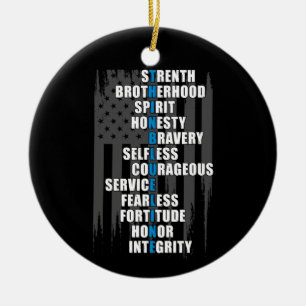 Law Enforcement Flag Police Appreciation Blue Line Ceramic Ornament