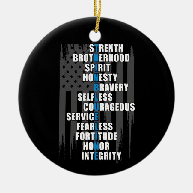 Law Enforcement Flag Police Appreciation Blue Line Ceramic Ornament (Front)