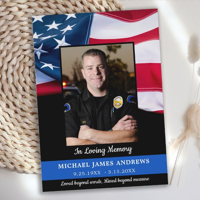 Law Enforcement Flag Police Memorial Funeral Thank You Card (Creator Uploaded)
