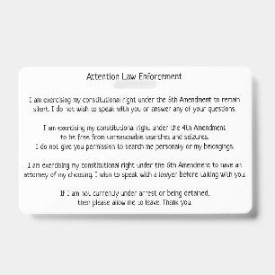 Law Enforcement Patrol Stop Know Your Rights Card ID Badge