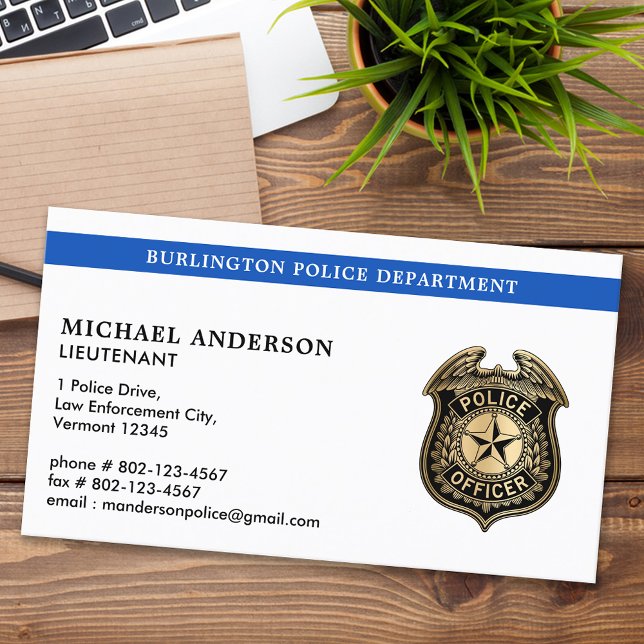 Law Enforcement Police Department Blue Custom Logo Business Card (Creator Uploaded)