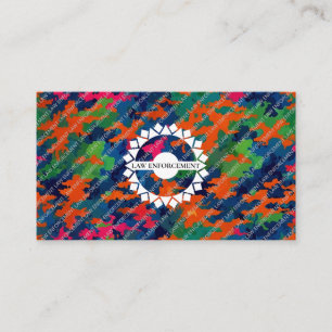 Law Enforcement Police Department Deputy Neon Camo Business Card