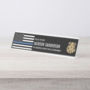 Law Enforcement Police Department Logo Employee Desk Name Plate