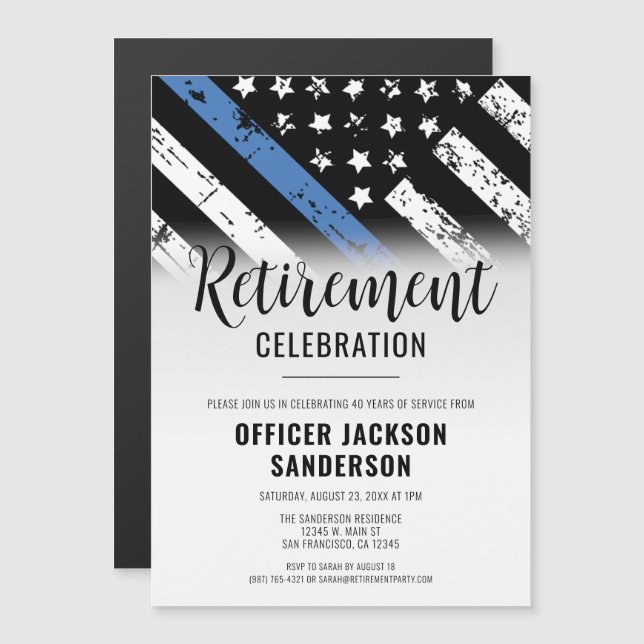 Law Enforcement Police Department Retirement Party Magnetic Invitation (Front/Back)