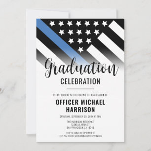Law Enforcement Police Graduation Party Blue Line Invitation