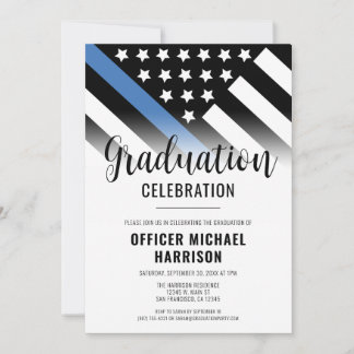 Law Enforcement Police Graduation Party Blue Line Invitation