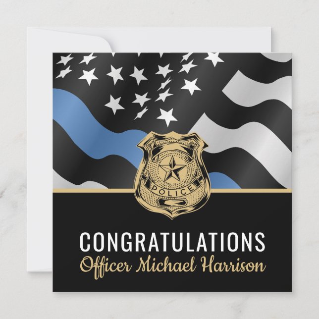 Law Enforcement Police Officer Graduation Party Card (Front)
