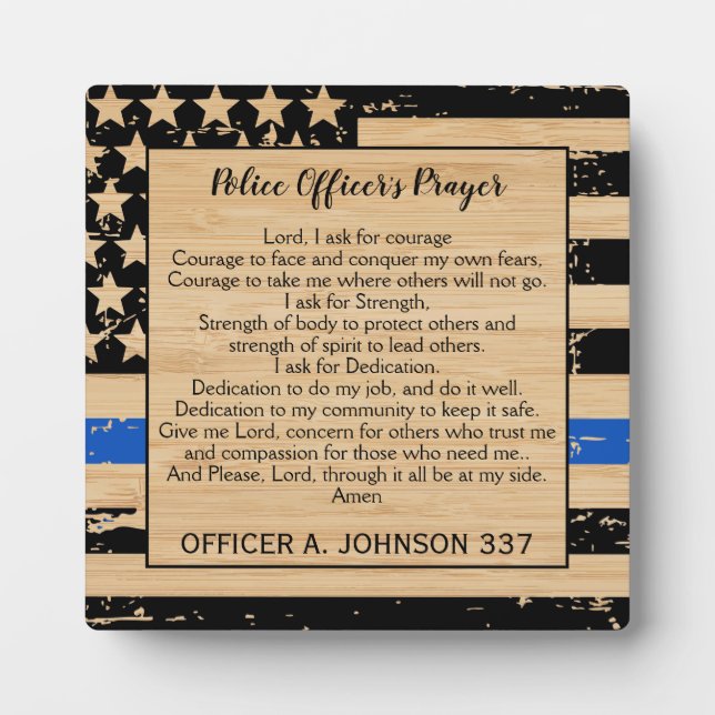 Law Enforcement Police Officer Prayer Plaque (Front)