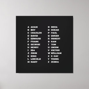 Law Enforcement Police Phonetic Alphabet Canvas Print