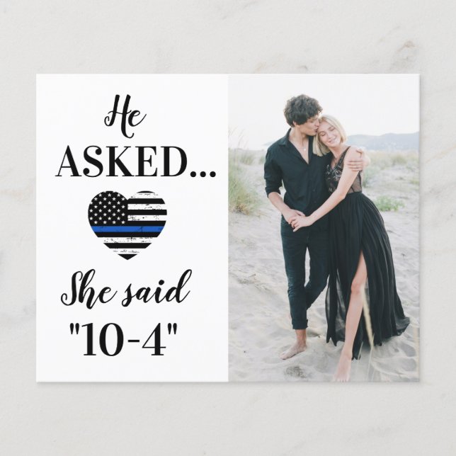 Law Enforcement Police Wedding Photo Save The Date (Front)