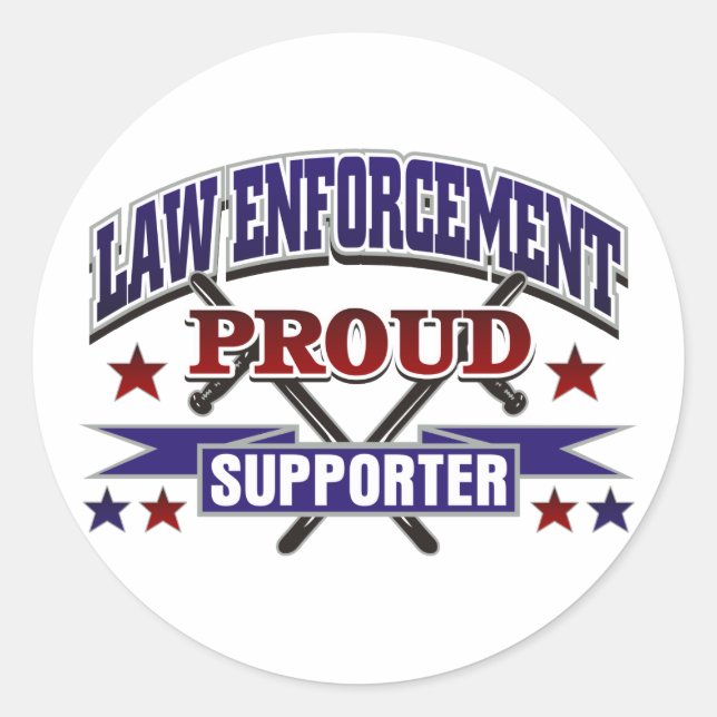 Law Enforcement Proud Supporter Classic Round Sticker (Front)