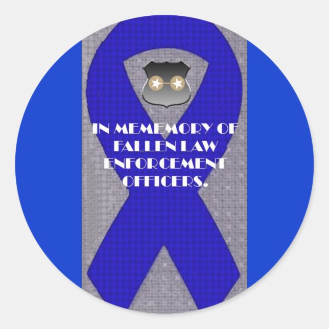 LAW ENFORCEMENT RIBBON CLASSIC ROUND STICKER (Front)