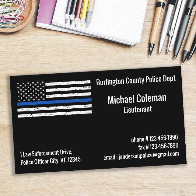 Law Enforcement Thin Blue Line Flag Police Business Card (Creator Uploaded)