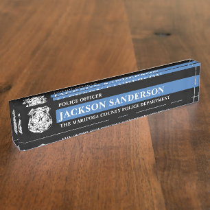 Law Enforcement Thin Blue Line Police Department Nameplate