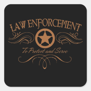 Law Enforcement Western Square Sticker