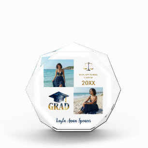 Law Grad Navy Blue Gold Watercolor Design TMF26 Photo Block
