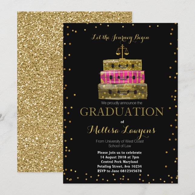 Law Graduation Party Invitations (Front/Back)