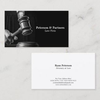 Law & Justice | BW Judge’s Gavel on Black Business Card