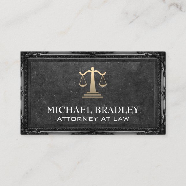 Law Justice Scales | Antique Frame  Business Card (Front)