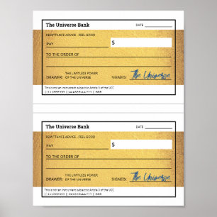Law of Attraction Blank Printable Gold Check  Poster