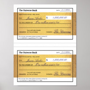 Law of Attraction Blank Printable Gold Check  Poster