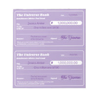 Law of Attraction Cute Pastel Purple Blank Checks