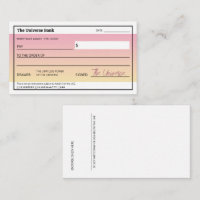 Law of Attraction Cute Pink Manifest Money Check 