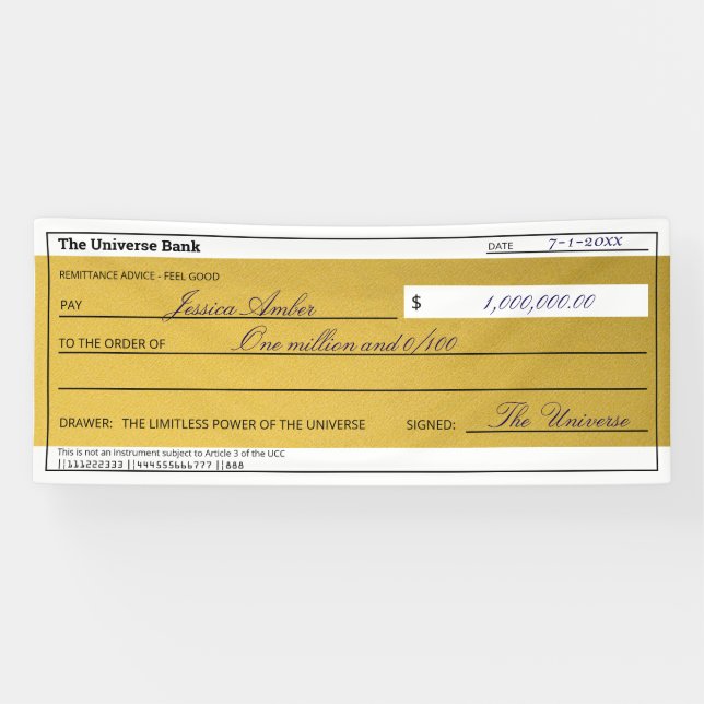 Law of Attraction Elegant Gold Abundance Check Banner (Horizontal)