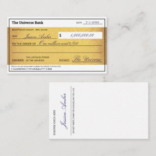 Law of Attraction Gold Manifestation Blank Check  Card