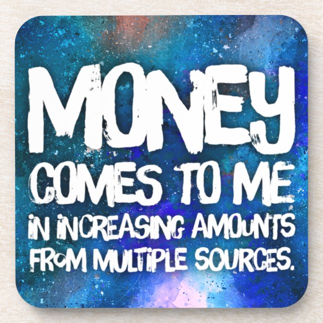 Law of Attraction Money Manifestation Quote Wealth Coaster (Front)
