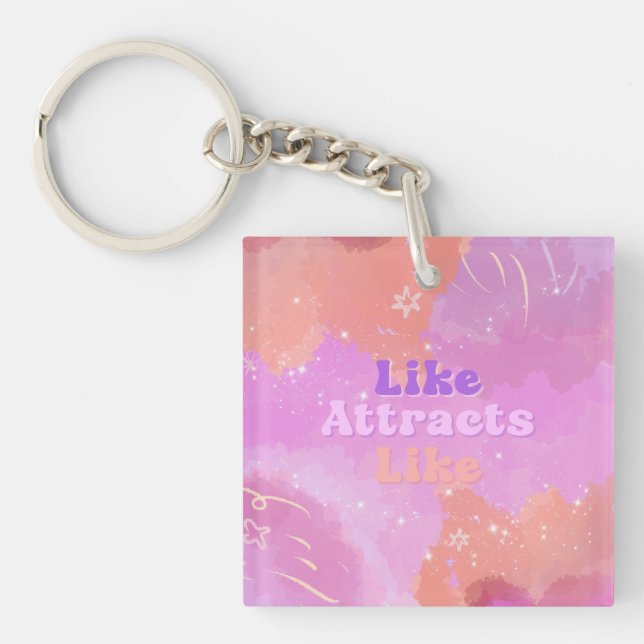 Law of Attraction Motivational Inspirational Pink Key Ring (Front)