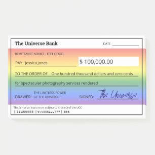 Law of Attraction Rainbow Blank Check Post-it Notes