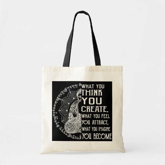 Law Of Attraction Spiritual Buddha Meditation Tote Bag (Front)