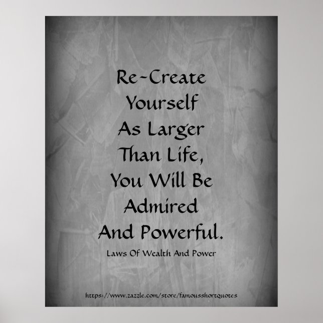 Law Of Wealth Power Re-Create Yourself Grey Poster (Front)