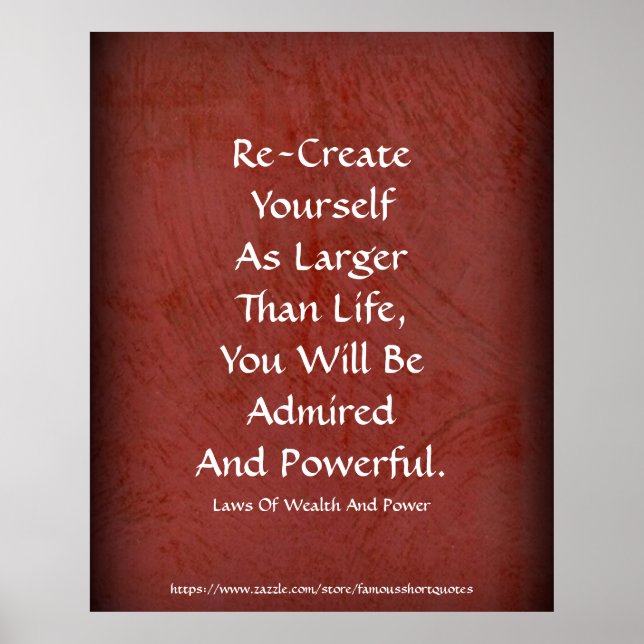 Law Of Wealth Power Re-Create Yourself Red Poster (Front)