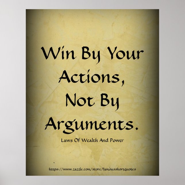 Law Of Wealth Power Win By Your Actions Beige Poster (Front)