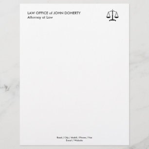 LAW OFFICE   Classic Scales Of Justice Personalized Letterhead