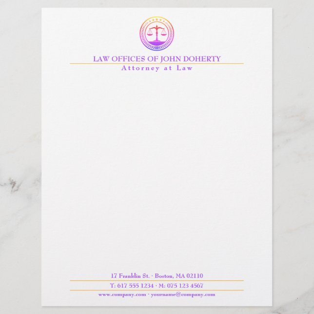 LAW OFFICE | Elegant Custom Letterhead (Front)