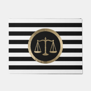 Law Office Gold Scale Modern Stripes Lawyer Doormat