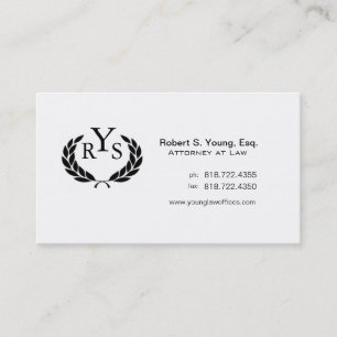 Law Offices Attorney Lawyer Laurel Wreath Monogram Business Card